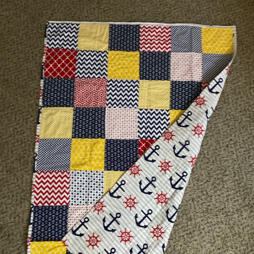 VGC - Handmade Reversible Sailing Theme Quilt